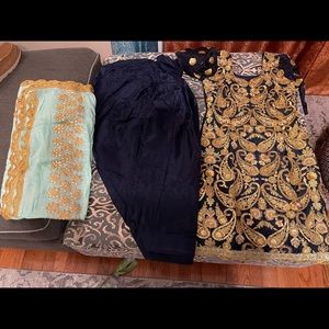Silk embroidery suit with patiala salwar